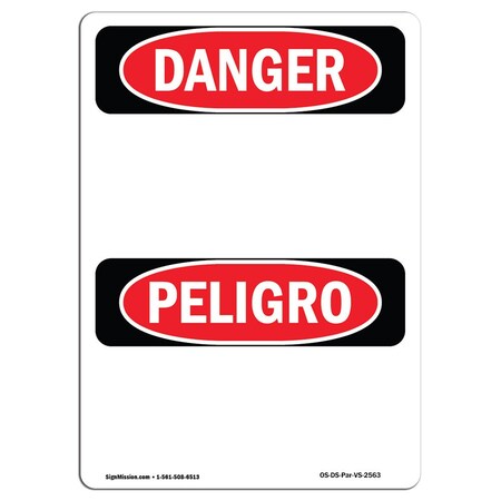 Signmission OSHA Danger Sign, Danger Blank Write-On Bilingual, 10in X 7in Decal, 7" W, 10" H, Bilingual Spanish OS-DS-D-710-VS-2563